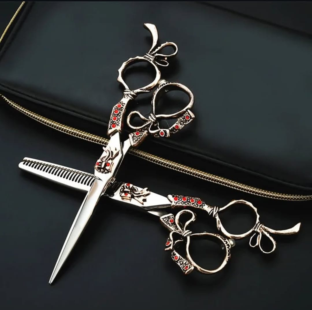 Dragon Style Mirror Dog Grooming Shears Set Size 6"