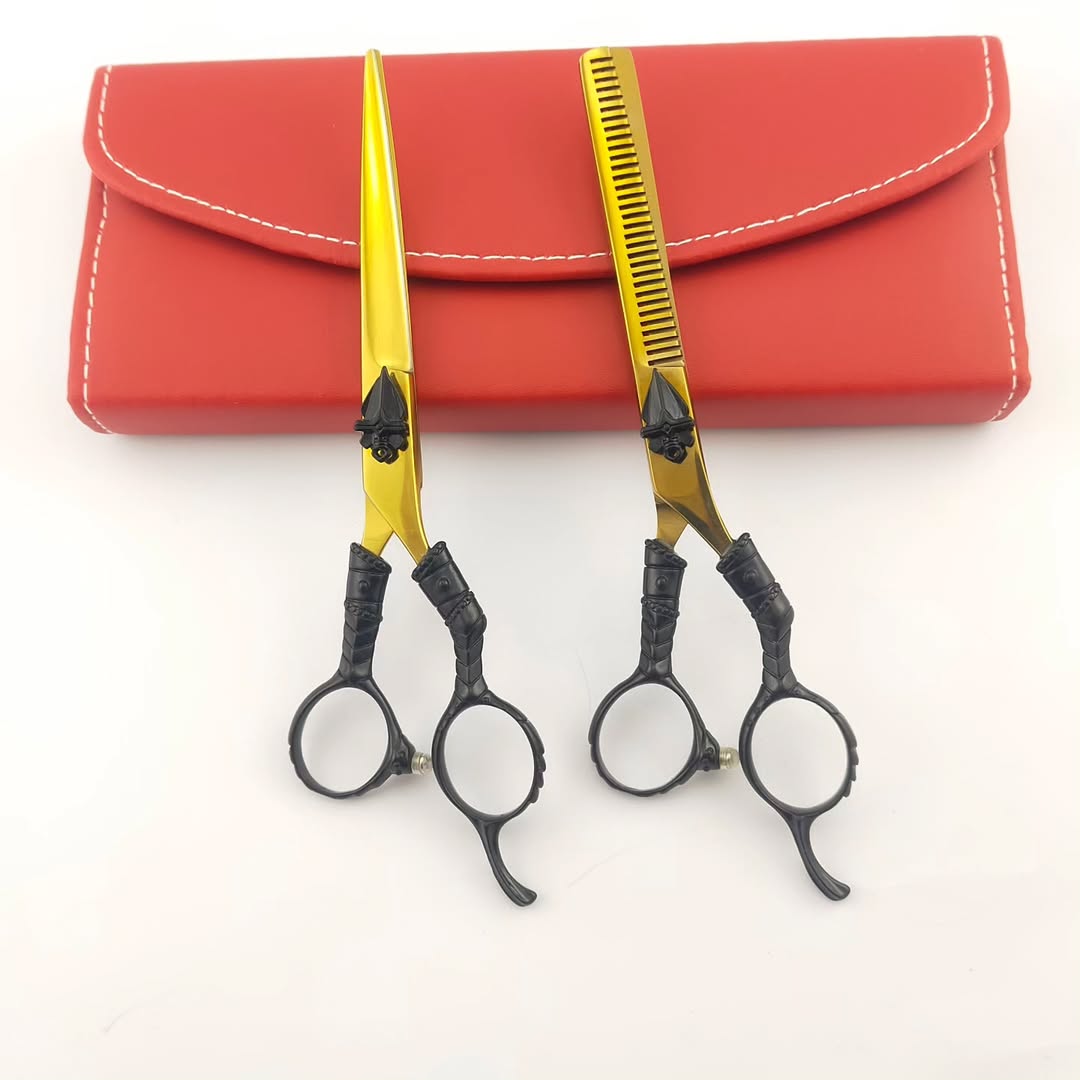 Golden Yellow Dragon Dog Grooming Shears Set