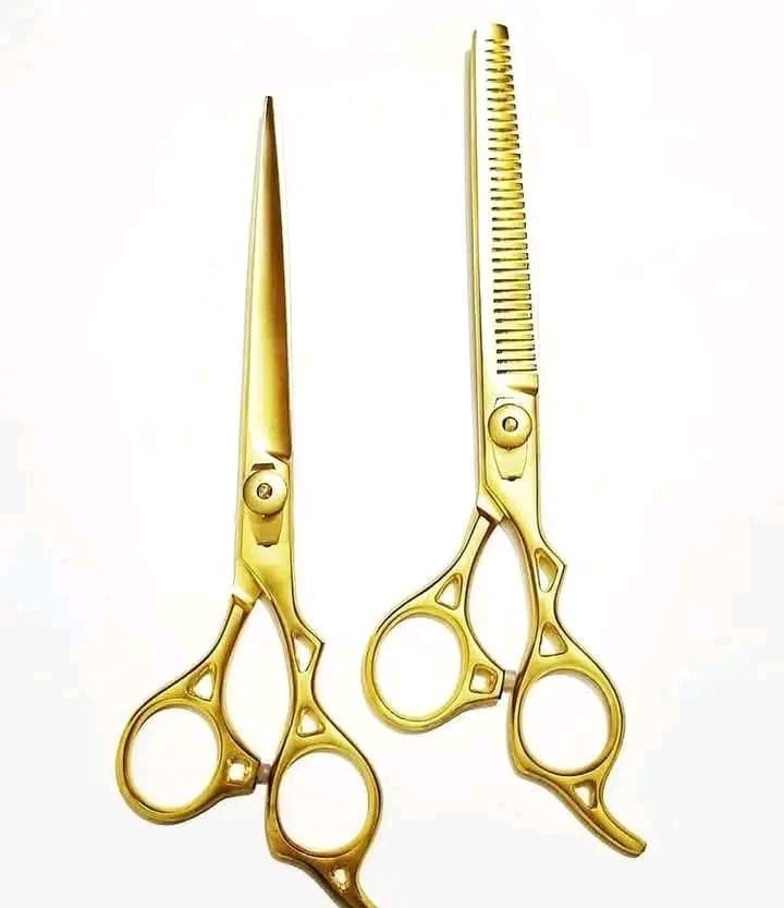 Golden 5 Holes Hair Grooming Shears Set 6"