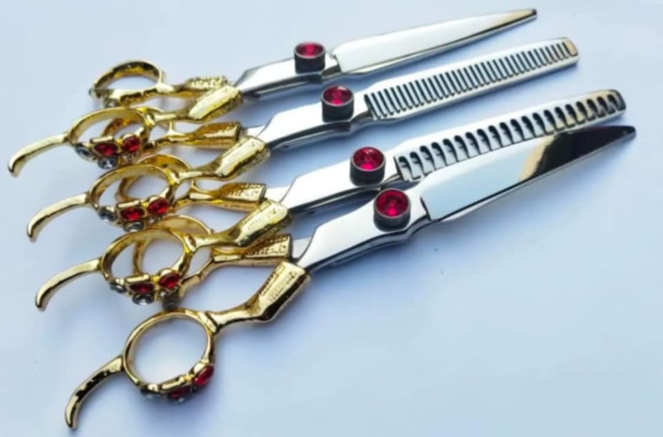 Pro Dragon Golden Red Stones 4 Pet Grooming Shears Set